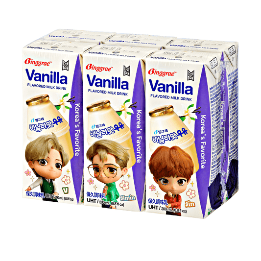 Binggrae Vanilla Flavored Milk 6x200ml - The Snacks Box - Asian Snacks Store - The Snacks Box - Korean Snack - Japanese Snack