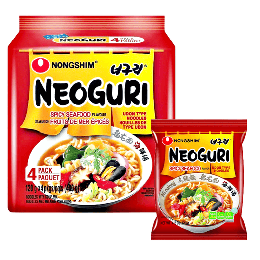 Nongshim Neoguri Spicy Seafood Flavor Noodels 4 Pack - The Snacks Box - Asian Snacks Store - The Snacks Box - Korean Snack - Japanese Snack