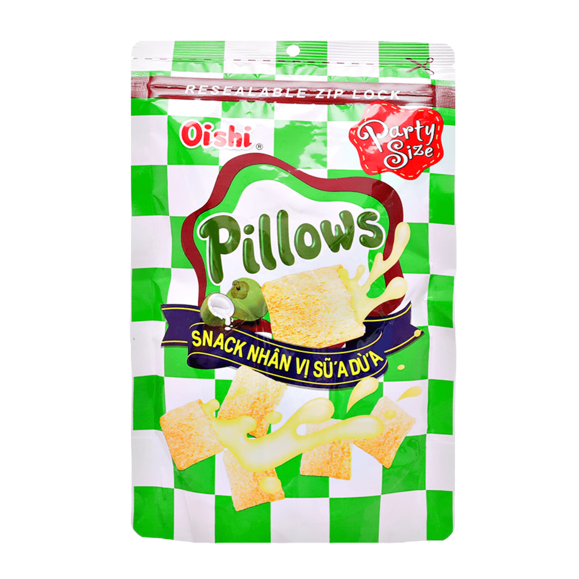 Oishi Pillows Snack Cocopandan 80g - The Snacks Box - Asian Snacks Store - The Snacks Box - Korean Snack - Japanese Snack