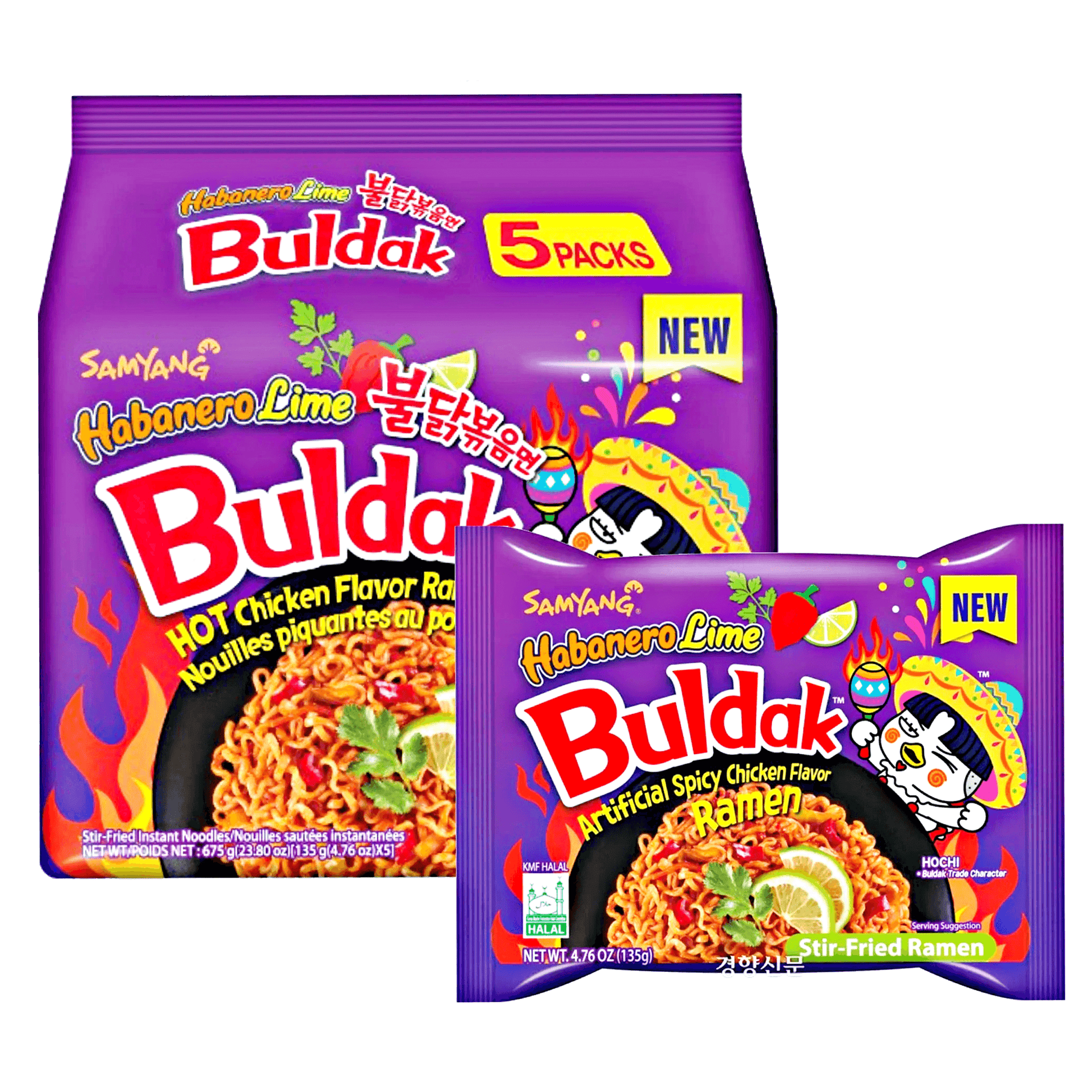 SamYang Buldak Habanero Lime Hot Chicken Flavor Ramen 5x135g - The Snacks Box - Asian Snacks Store - The Snacks Box - Korean Snack - Japanese Snack