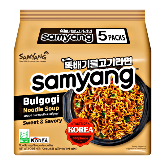 Samyang Bulgogi Noodle Soup 5x140g - The Snacks Box - Asian Snacks Store - The Snacks Box - Korean Snack - Japanese Snack