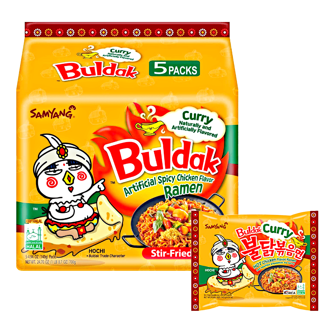 SamYang Spicy Chicken Flavor Stir-fried Ramen Curry 5x140g - The Snacks Box - Asian Snacks Store - The Snacks Box - Korean Snack - Japanese Snack