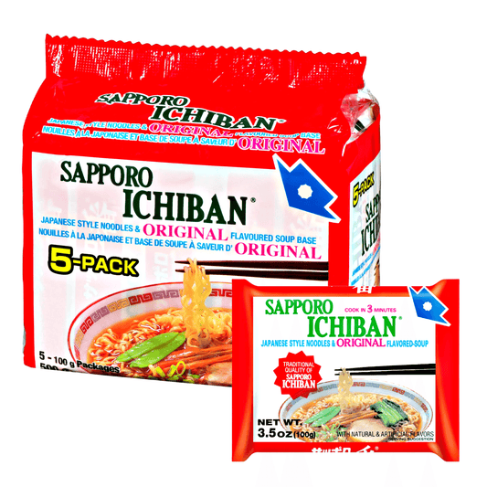 Sapporo Ichiban Japanese Style Noodles 5x100g - The Snacks Box - Asian Snacks Store - The Snacks Box - Korean Snack - Japanese Snack